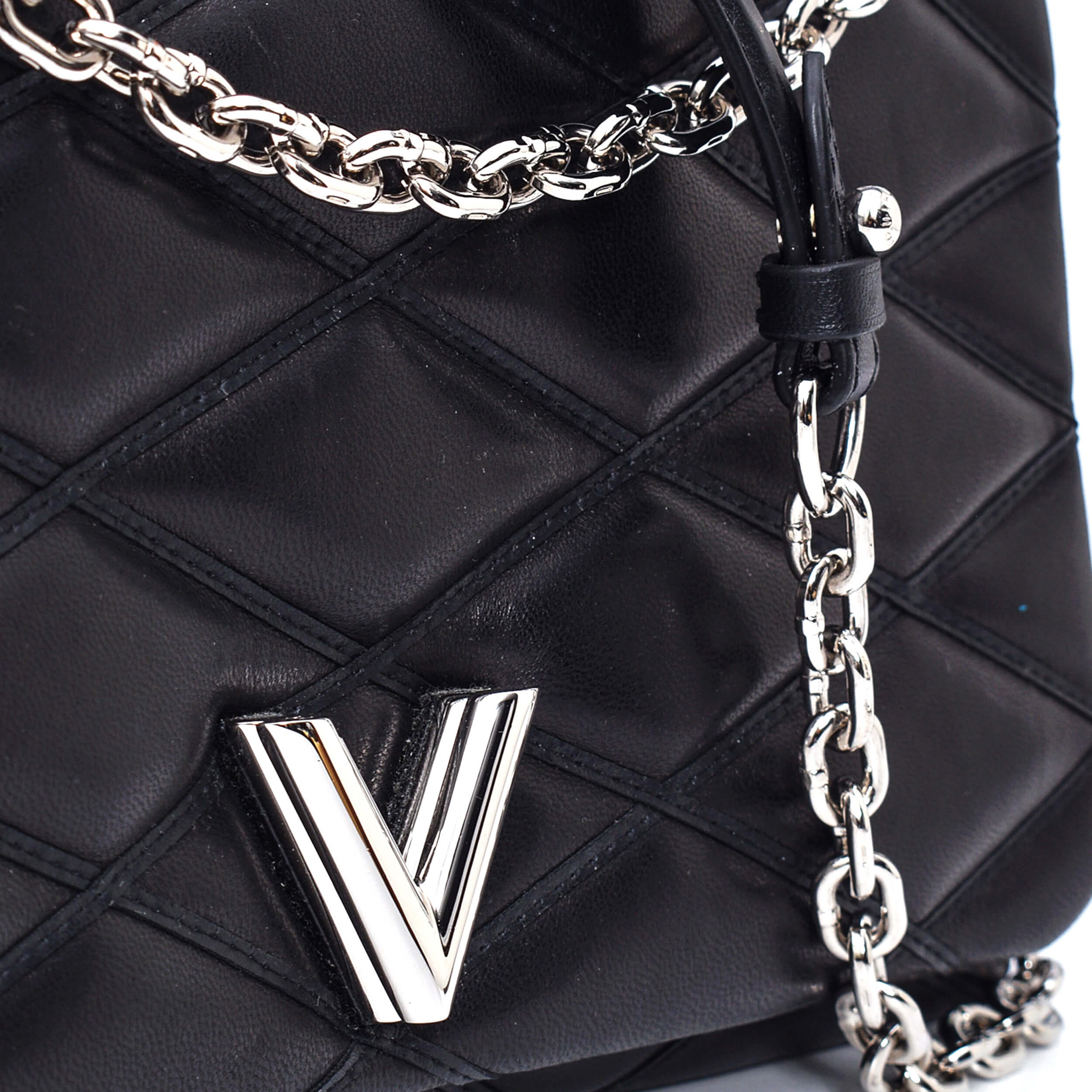 Louis Vuitton - Black Lambskin Leather GO-14 Malletage MM Bag 